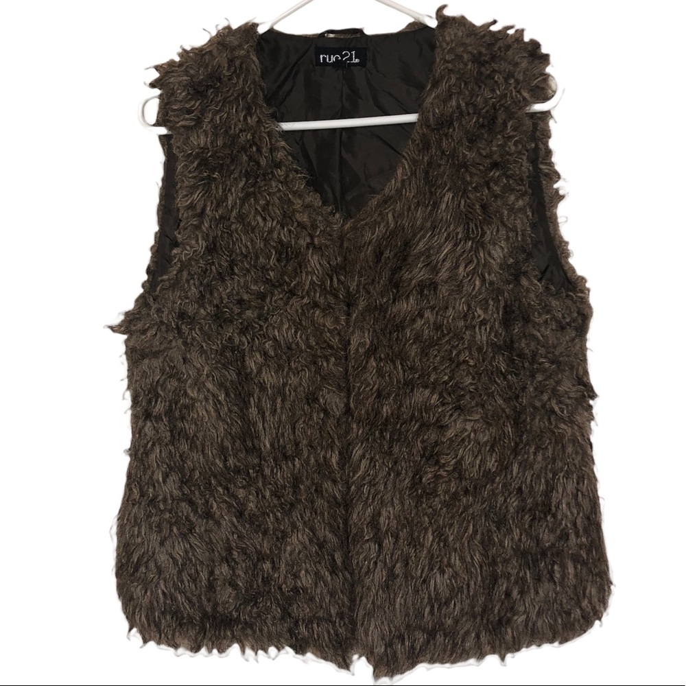 Rue 21 Faux Brown and Black Fur Vest